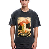 Tokyosol Japanese Ukiyoe Goose Eat Ramen Poster Washed T-Shirt
