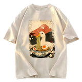 Tokyosol Japanese Ukiyoe Goose Eat Ramen Poster Washed T-Shirt