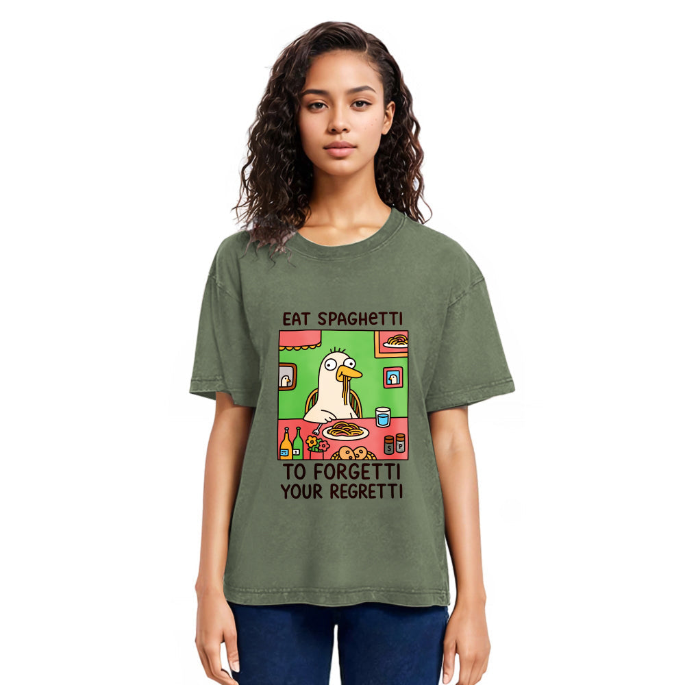 Tokyosol Stupid Goose Eating Pasta Washed T-Shirt