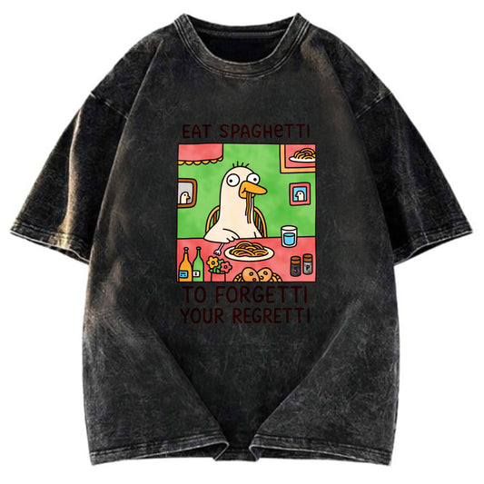 Tokyosol Stupid Goose Eating Pasta Washed T-Shirt
