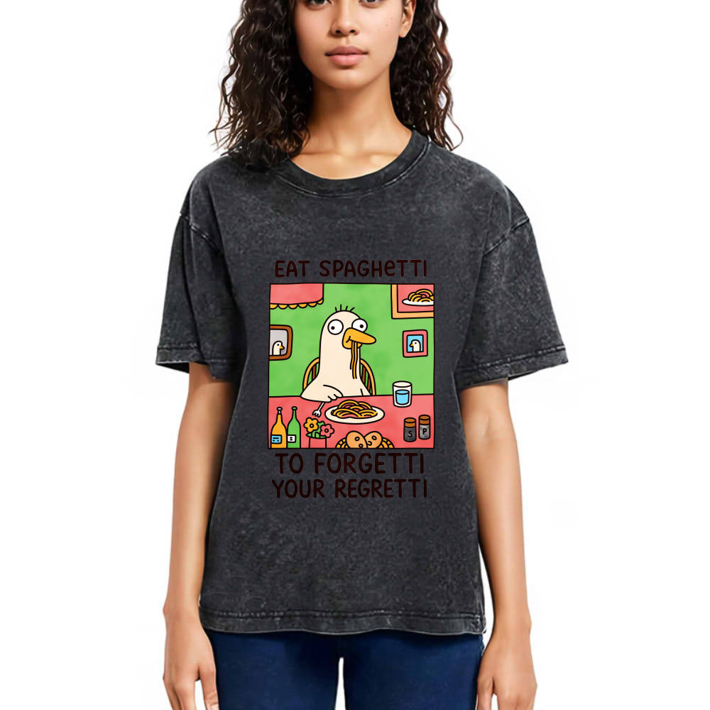 Tokyosol Stupid Goose Eating Pasta Washed T-Shirt
