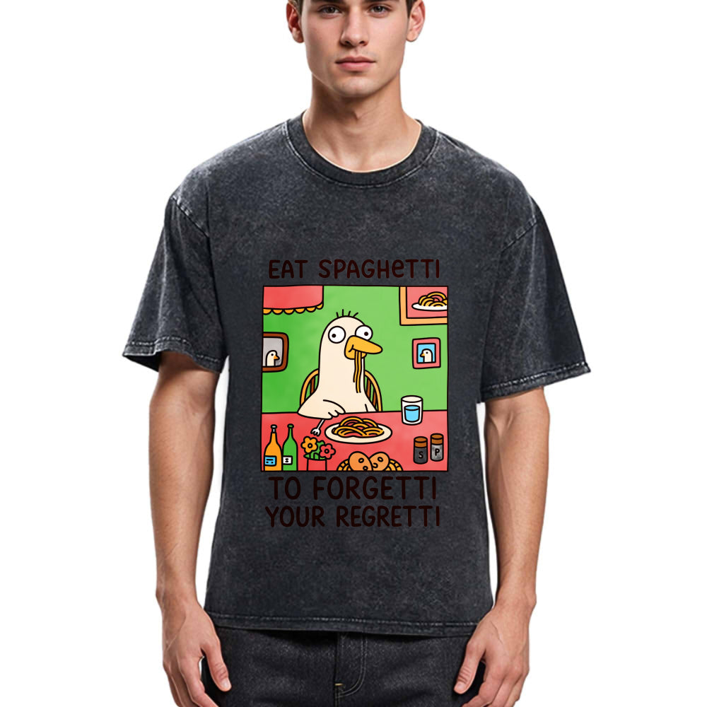 Tokyosol Stupid Goose Eating Pasta Washed T-Shirt