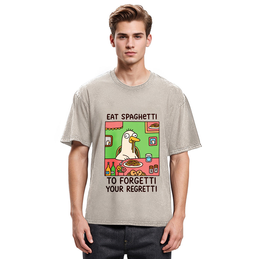 Tokyosol Stupid Goose Eating Pasta Washed T-Shirt