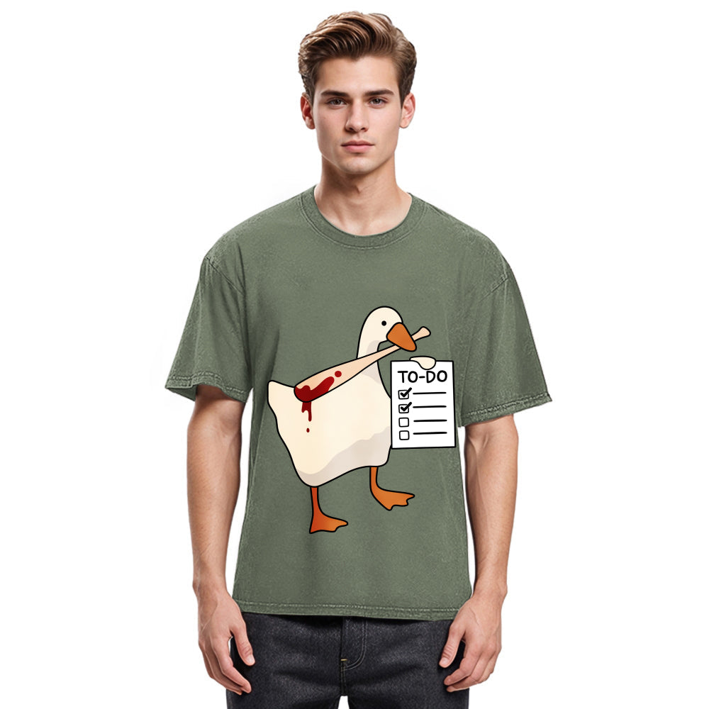 Tokyosol Task Slayer Goose Funny Washed T-Shirt