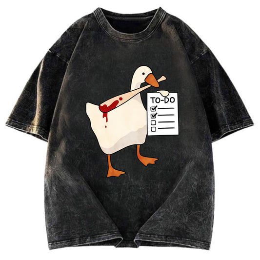Tokyosol Task Slayer Goose Funny Washed T-Shirt