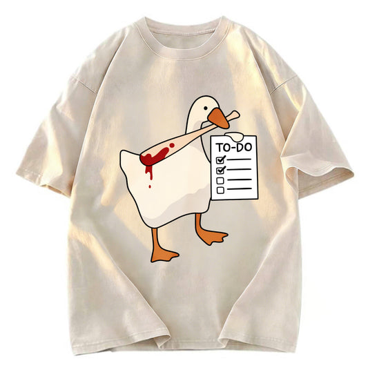 Tokyosol Task Slayer Goose Funny Washed T-Shirt