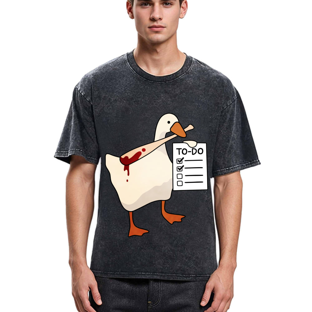 Tokyosol Task Slayer Goose Funny Washed T-Shirt