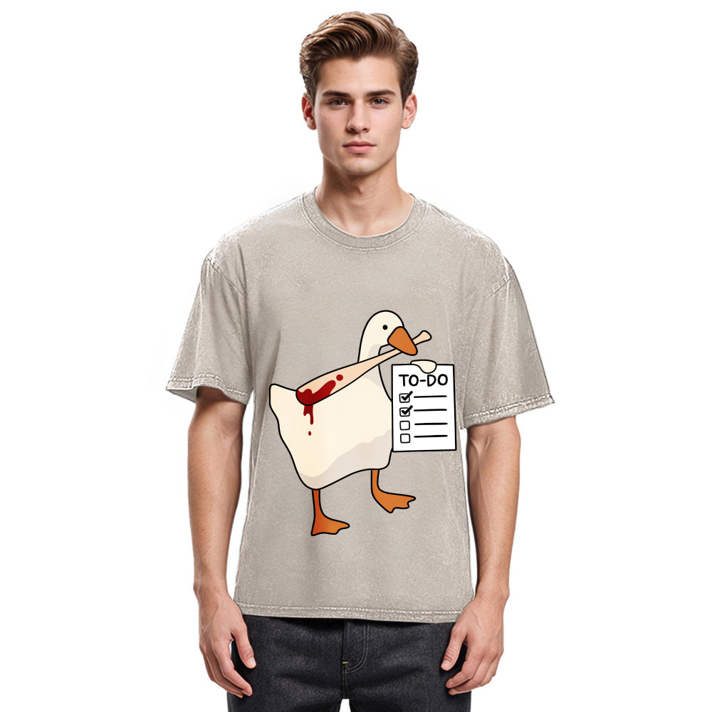 Tokyosol Task Slayer Goose Funny Washed T-Shirt