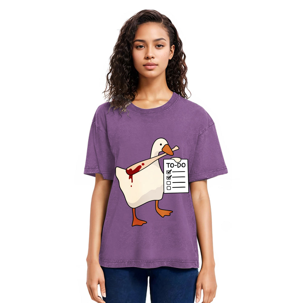 Tokyosol Task Slayer Goose Funny Washed T-Shirt