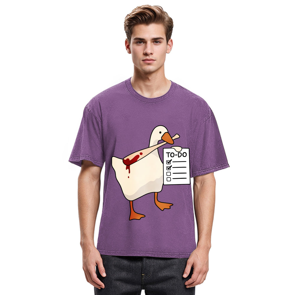 Tokyosol Task Slayer Goose Funny Washed T-Shirt