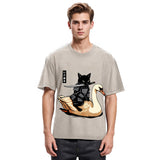 Tokyosol Black Cat Samurai Riding A Goose Washed T-Shirt