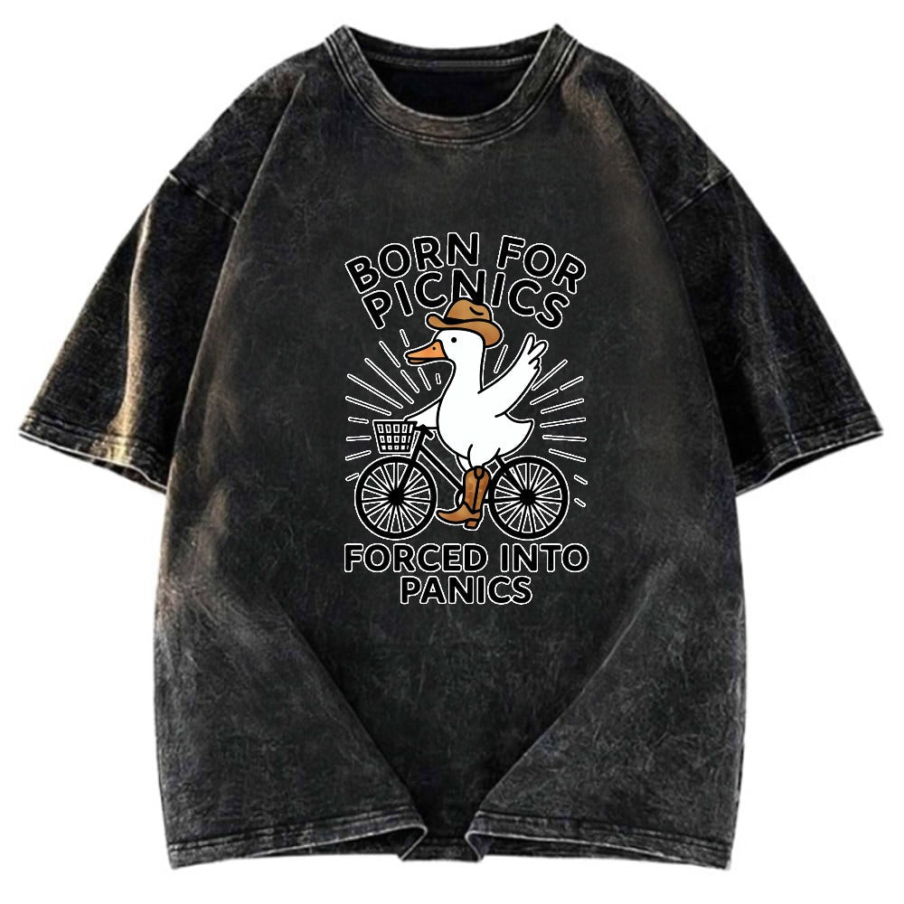 Tokyosol Born For Picnics Funny Washed T-Shirt