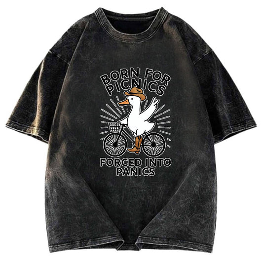 Tokyosol Born For Picnics Funny Washed T-Shirt