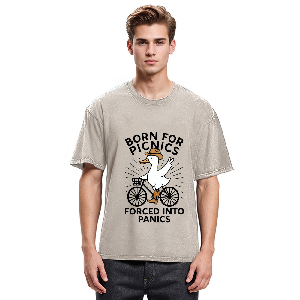 Tokyosol Born For Picnics Funny Washed T-Shirt
