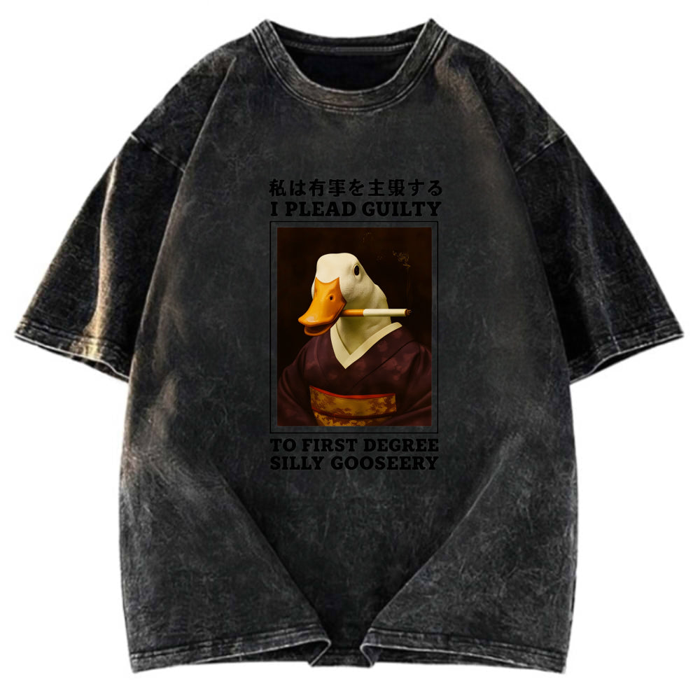 Tokyosol Silly Goose Smoking Funny Washed T-Shirt