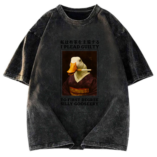 Tokyosol Silly Goose Smoking Funny Washed T-Shirt