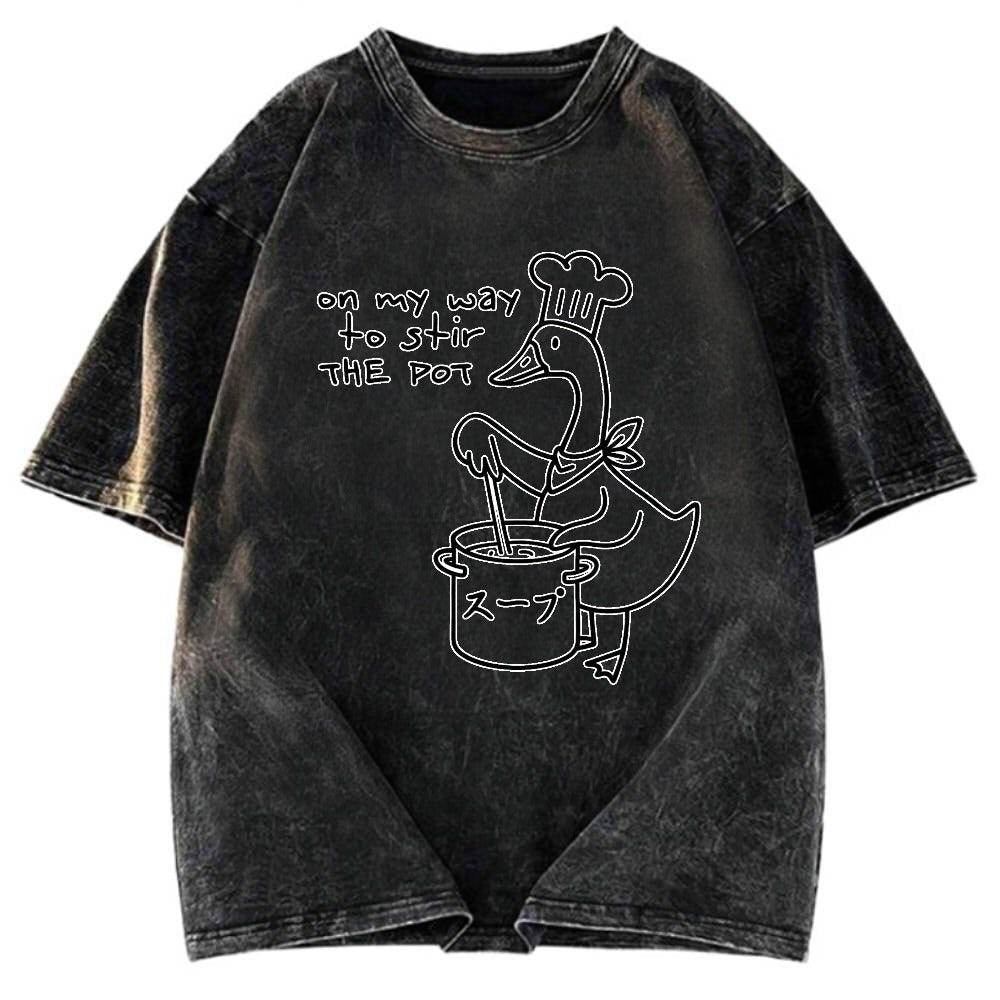 Tokyosol Funny Goose Game Washed T-Shirt