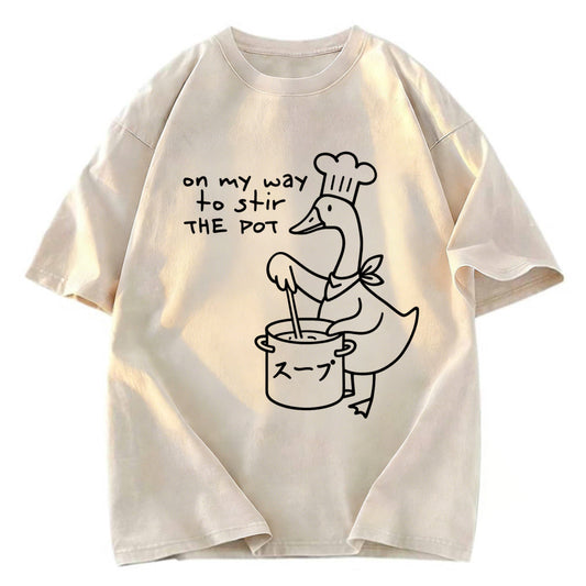 Tokyosol Funny Goose Game Washed T-Shirt