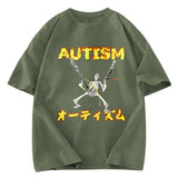 Tokyosol Autism Funny Skeleton Washed T-Shirt