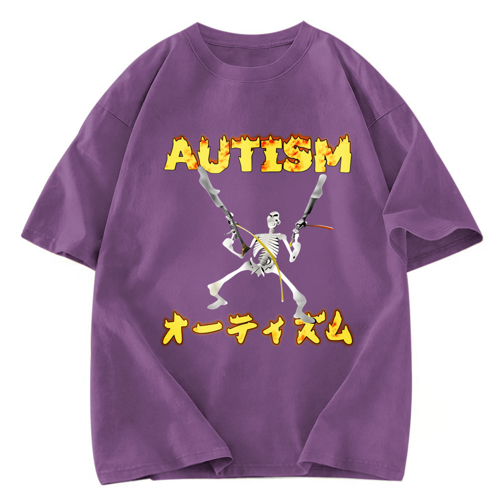 Tokyosol Autism Funny Skeleton Washed T-Shirt