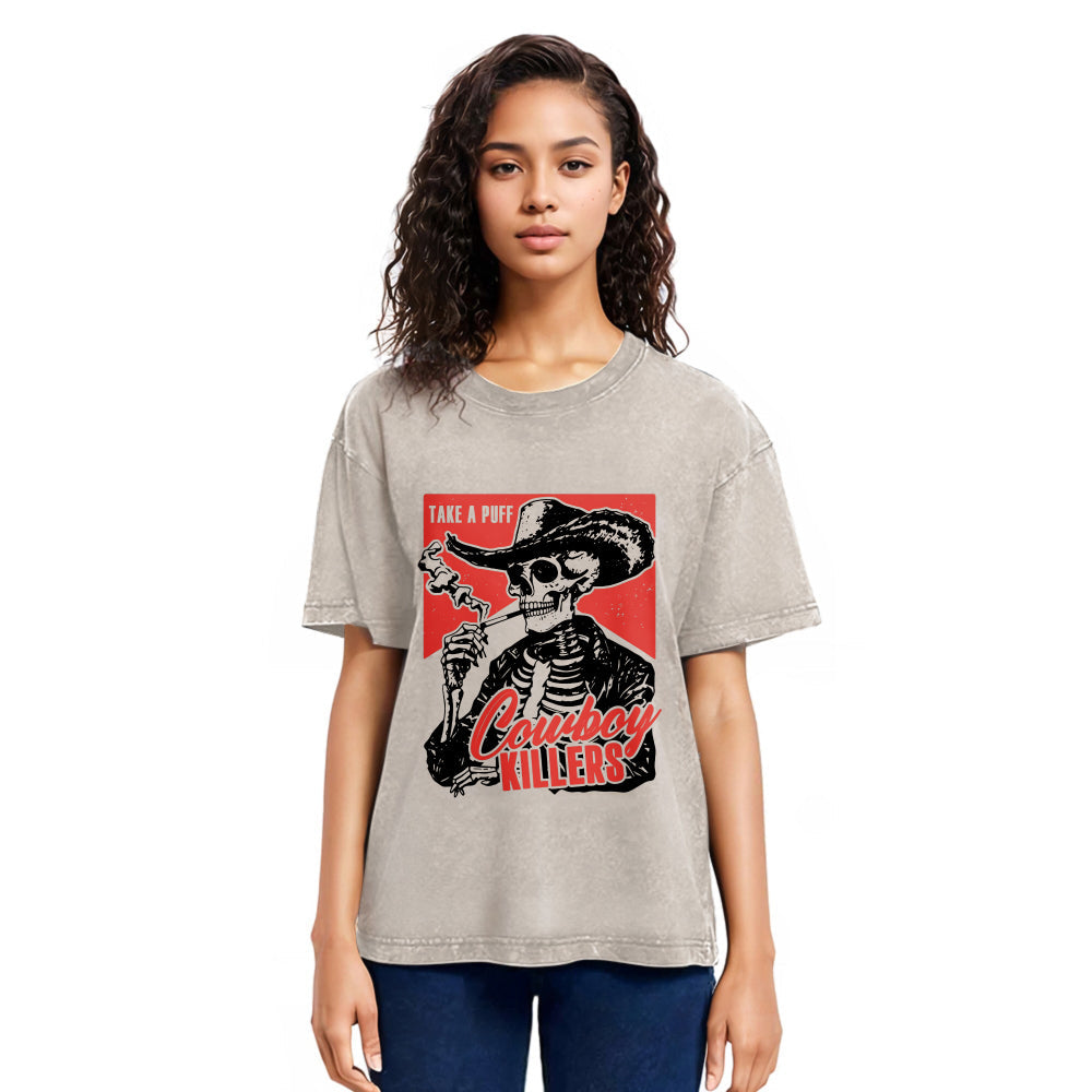 Tokyosol Smoking Skeleton Washed T-Shirt