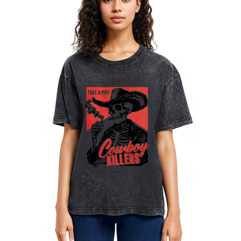 Tokyosol Smoking Skeleton Washed T-Shirt