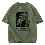 Tokyosol Stay Positive Skeleton Washed T-shirt