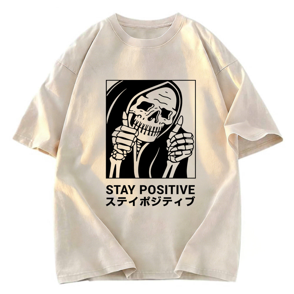 Tokyosol Stay Positive Skeleton Washed T-shirt