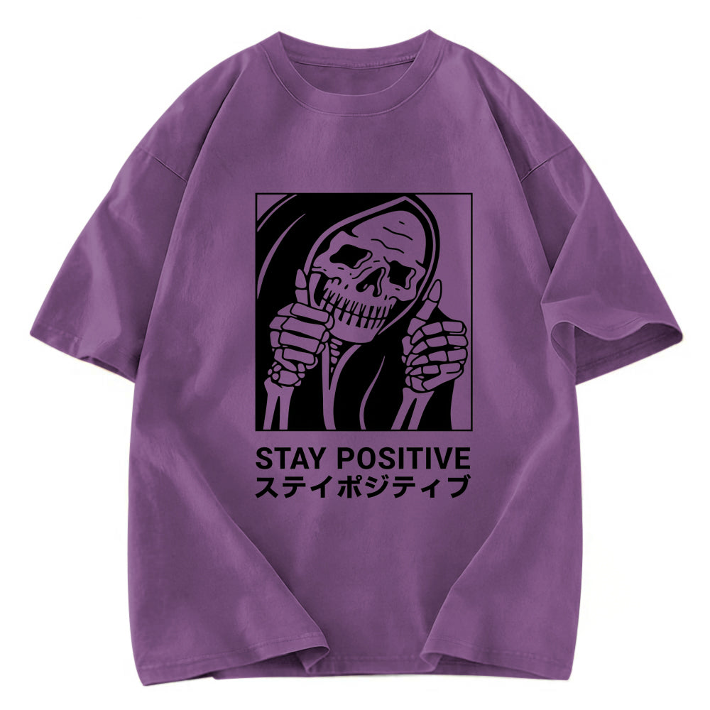 Tokyosol Stay Positive Skeleton Washed T-shirt