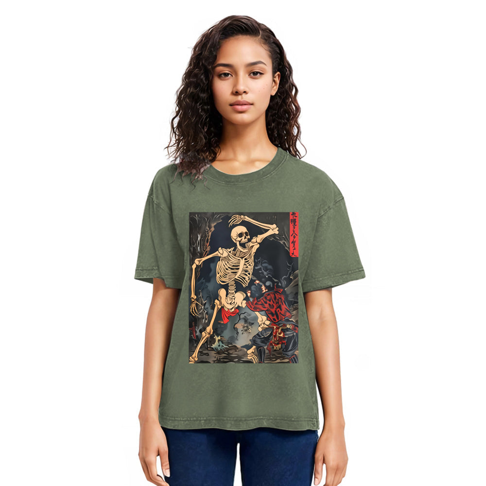 Tokyosol Japanese Horror Skeleton Washed T-shirt