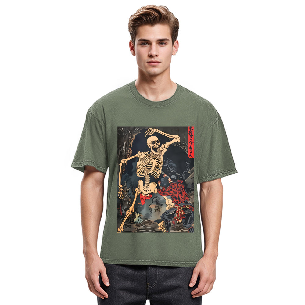 Tokyosol Japanese Horror Skeleton Washed T-shirt