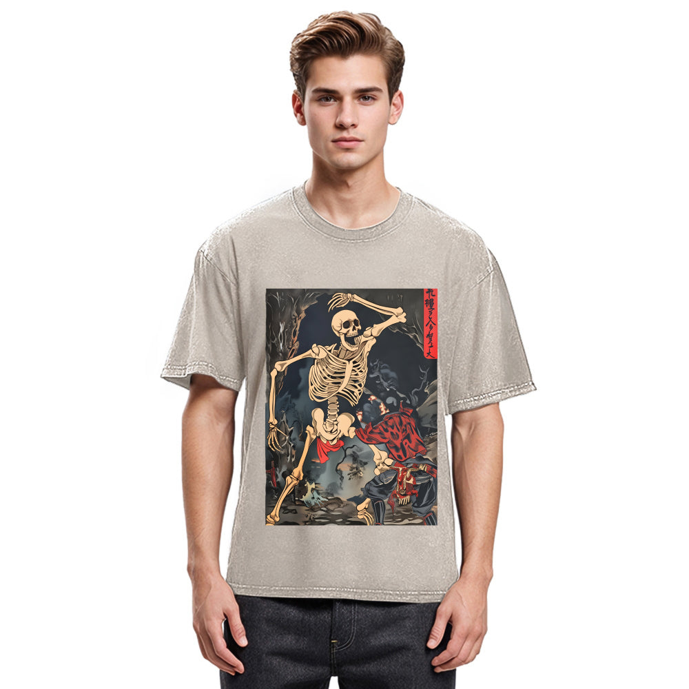Tokyosol Japanese Horror Skeleton Washed T-shirt