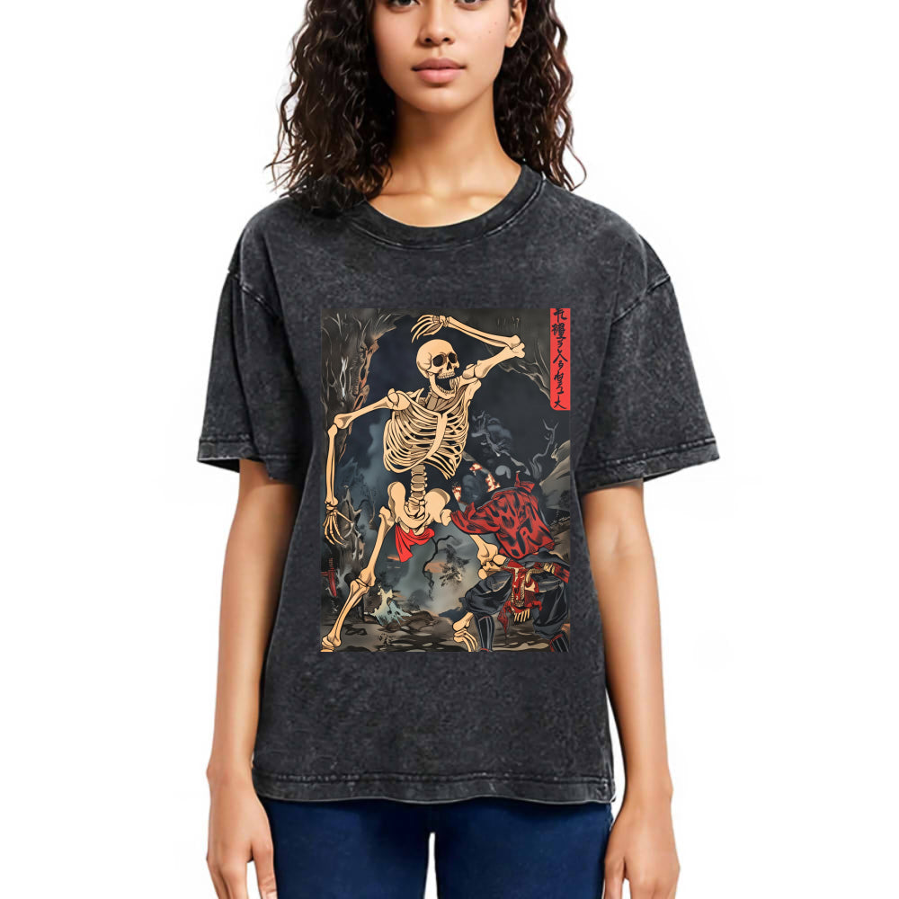 Tokyosol Japanese Horror Skeleton Washed T-shirt