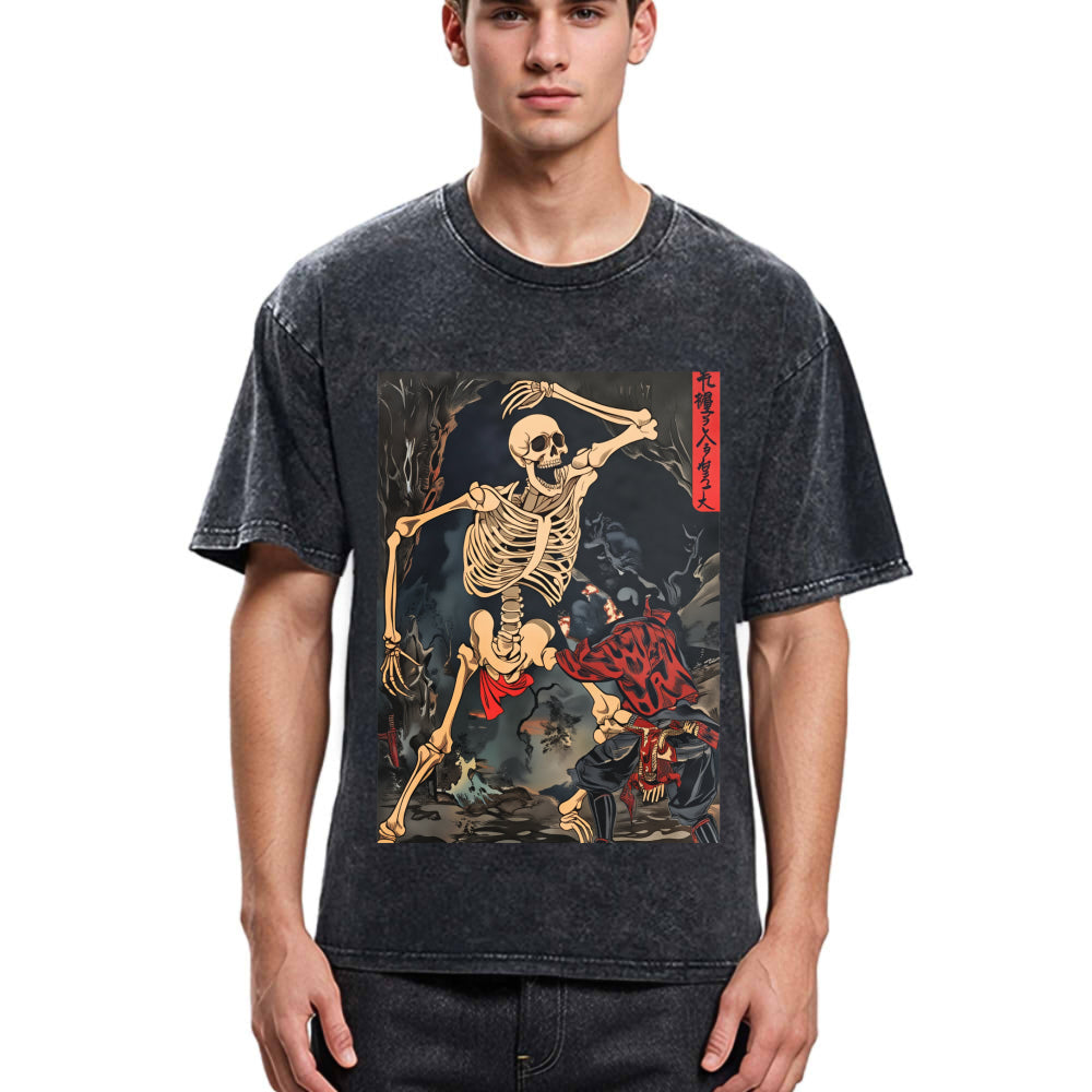 Tokyosol Japanese Horror Skeleton Washed T-shirt