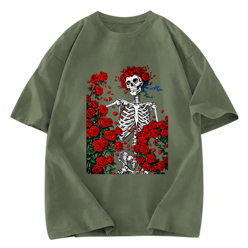 Tokyosol Woodcut Wheel & Roses Washed T-Shirt