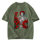 Tokyosol Woodcut Wheel & Roses Washed T-Shirt