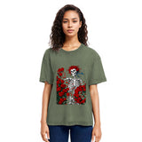 Tokyosol Woodcut Wheel & Roses Washed T-Shirt
