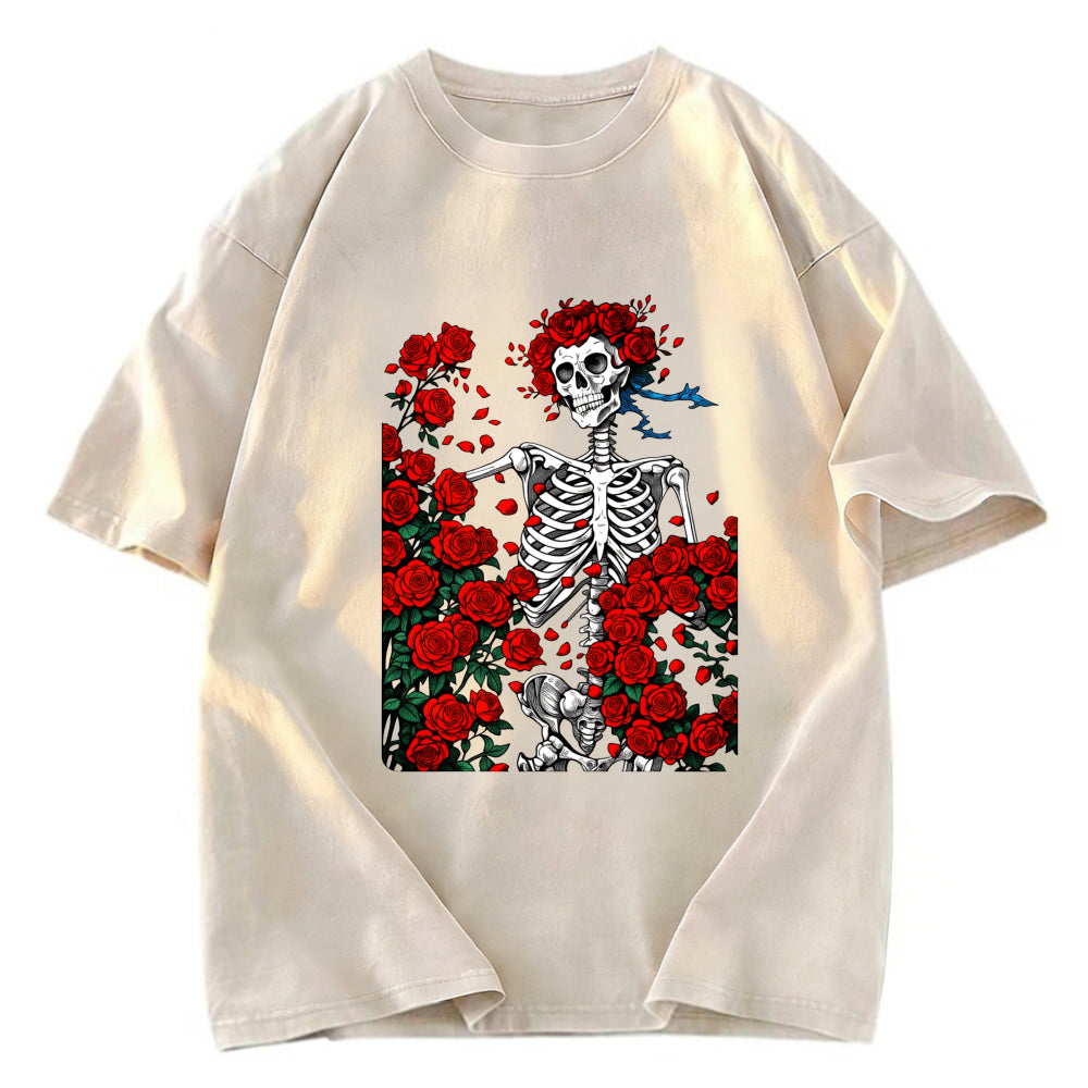 Tokyosol Woodcut Wheel & Roses Washed T-Shirt