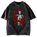 Tokyosol Woodcut Wheel & Roses Washed T-Shirt