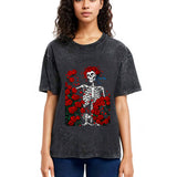 Tokyosol Woodcut Wheel & Roses Washed T-Shirt