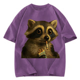 Tokyosol Smoking Raccon Washed T Shirt
