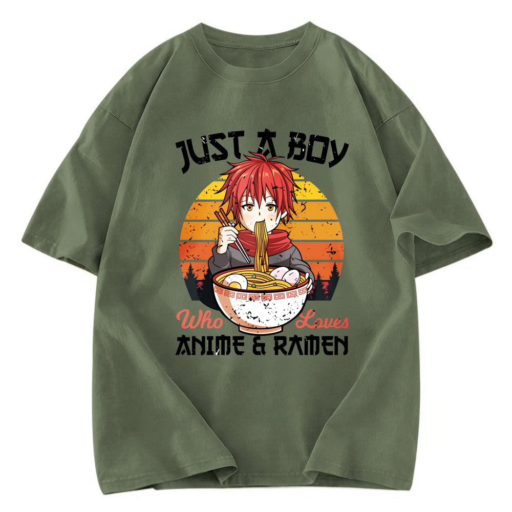 Tokyosol Just A Boy Who Loves Anime And Ramen Washed T Shirt
