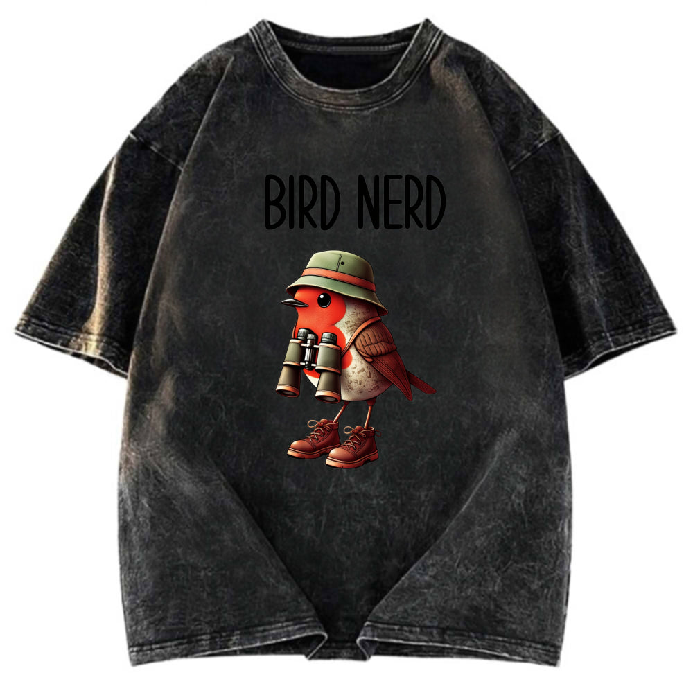 Tokyosol Funny Bird Nerd Washed T Shirt