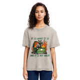 Tokyosol It Is What It Is Dumpster Fire Funny Raccoon Meme Washed T Shirt
