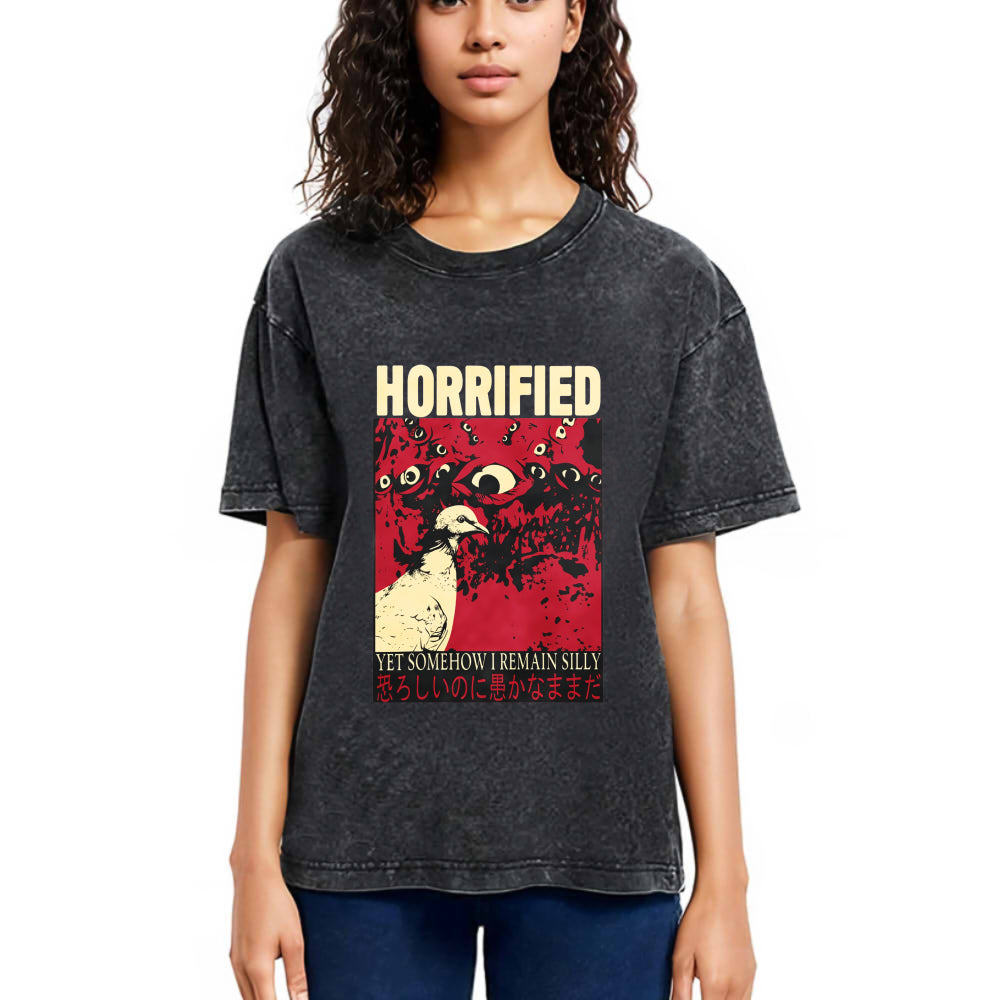 Tokyosol Horrified Pigeon Vintage Washed T Shirt