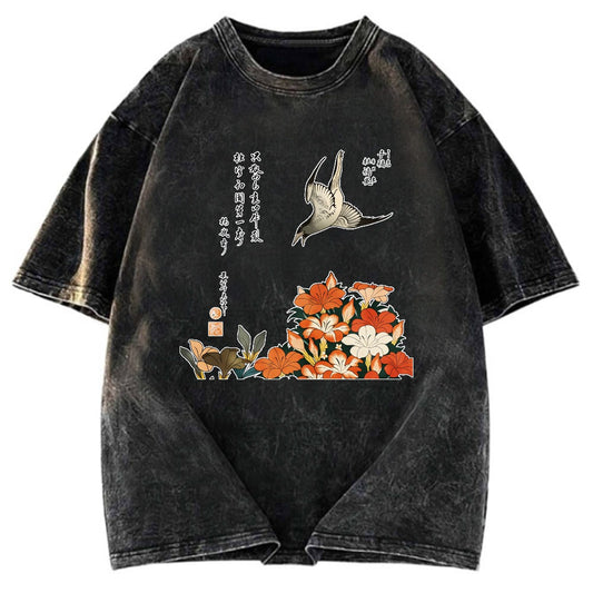 Tokyosol Katsushika Hokusai Cuckoo Washed T Shirt