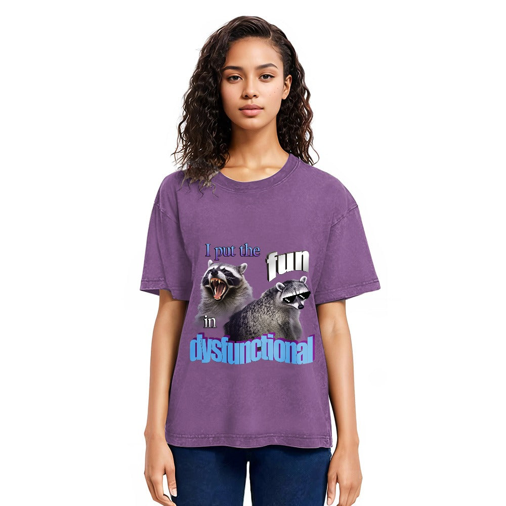 Tokyosol Fun Raccoon Meme Washed T Shirt