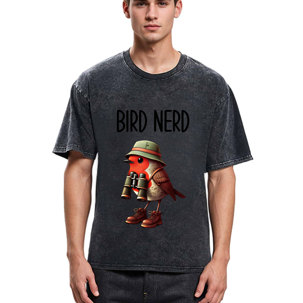 Tokyosol Funny Bird Nerd Washed T Shirt