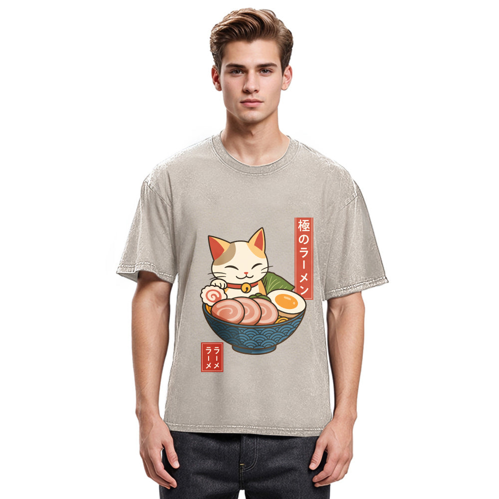 Tokyosol Neko Ramen Washed T Shirt