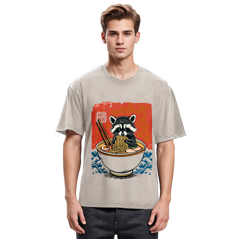 Tokyosol Ramen Lover Raccoon Jean T Shirt